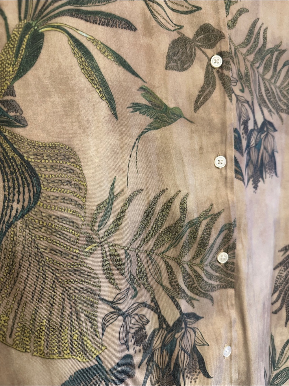 Philosophy Beige Button-Front Shirt with Green Botanical Print - Picture 3 of 8